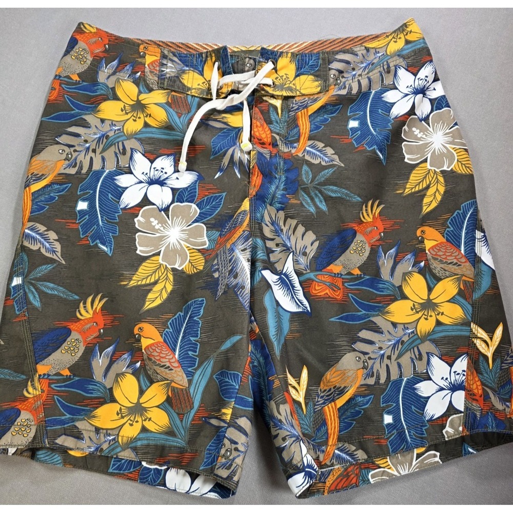 Old Navy Mens Swim Trunks Large Tropical Bird Floral Print